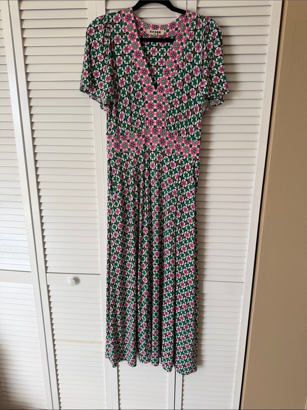 Boden Pink and Green Floral Maxi Dress